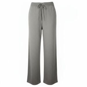 Poetry Knitwear Pull On Drawstring Pants Tan Wide Leg Cotton Knit Minimalist 14